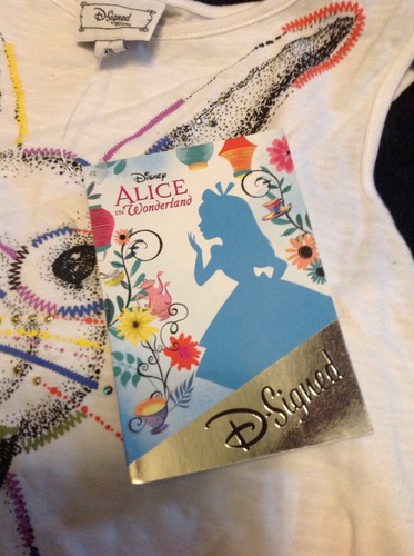 Disney D Signed Alice in Wonderland Rabbit Hat Tulle Skirt Set Tank XS 6 outfit