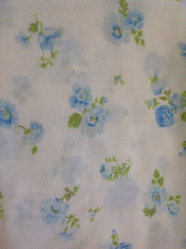 Vintage Blue Rose Twin Flat Bed Sheet Fabric Shabby Cottage Chic Mohawk Percale