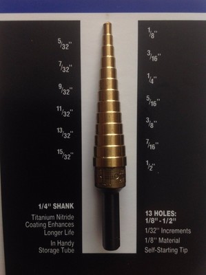 Unibit 1T TITANIUM Step Drill, 13 Drills in One, New Old Stock