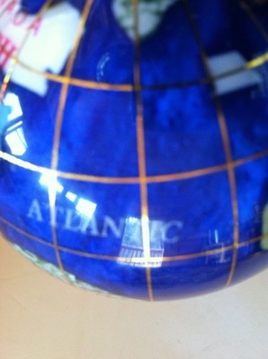 Globe 3 inch World Semi Stone countries gold metal stand collectible 6 tall
