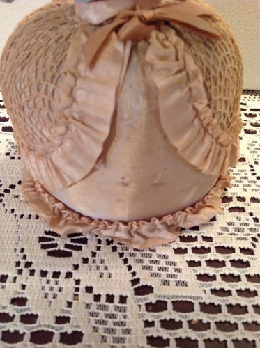 PORCELAIN VICTORIAN LADY HALF DOLL RUFFLED SKIRT AND PIN CUSHION BASE~VTG