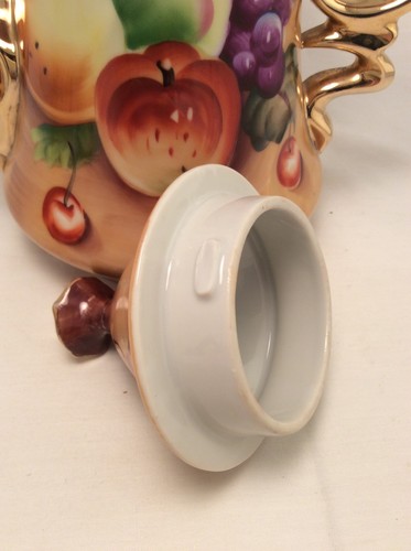 Lefton Heritage-Brown Fruit Pattern Coffee/Tea Serving Set Creamer Sugar