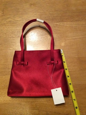 New RED Satin Double Handle EVENING BAG with Bows Small Formal Prom Wedding Play