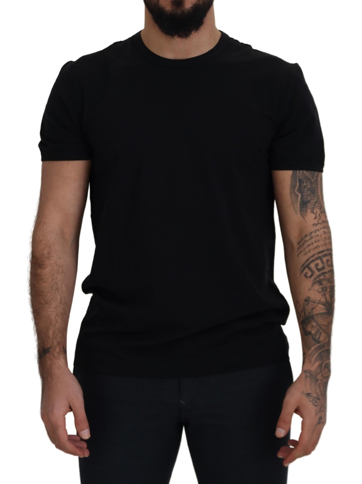 

DOLCE - GABBANA Футболка черная с короткими рукавами и круглым вырезом IT48/US38/ 230usd, Черный