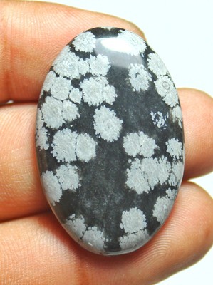 Natural Snowflake Obsidian Oval Cabochons for jewelry making loose stones SS-08