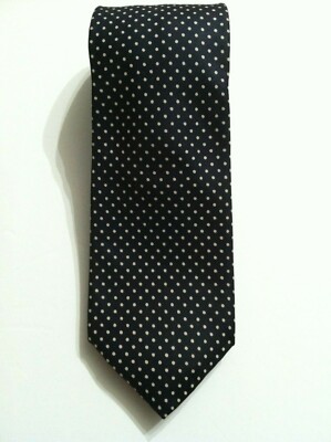 NEIMAN MARCUS MENS NEW BLACK 100%SILK POLKA DOT CLASSIC NECK TIE WIDTH: 3 1/8''