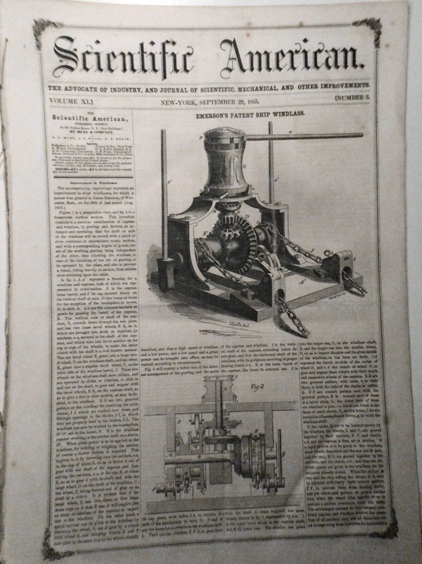 Scientific AmÃ©Ricain Septembre 29, 1855. TÃ©LÃ©Graphe Histoire; Windlasses,