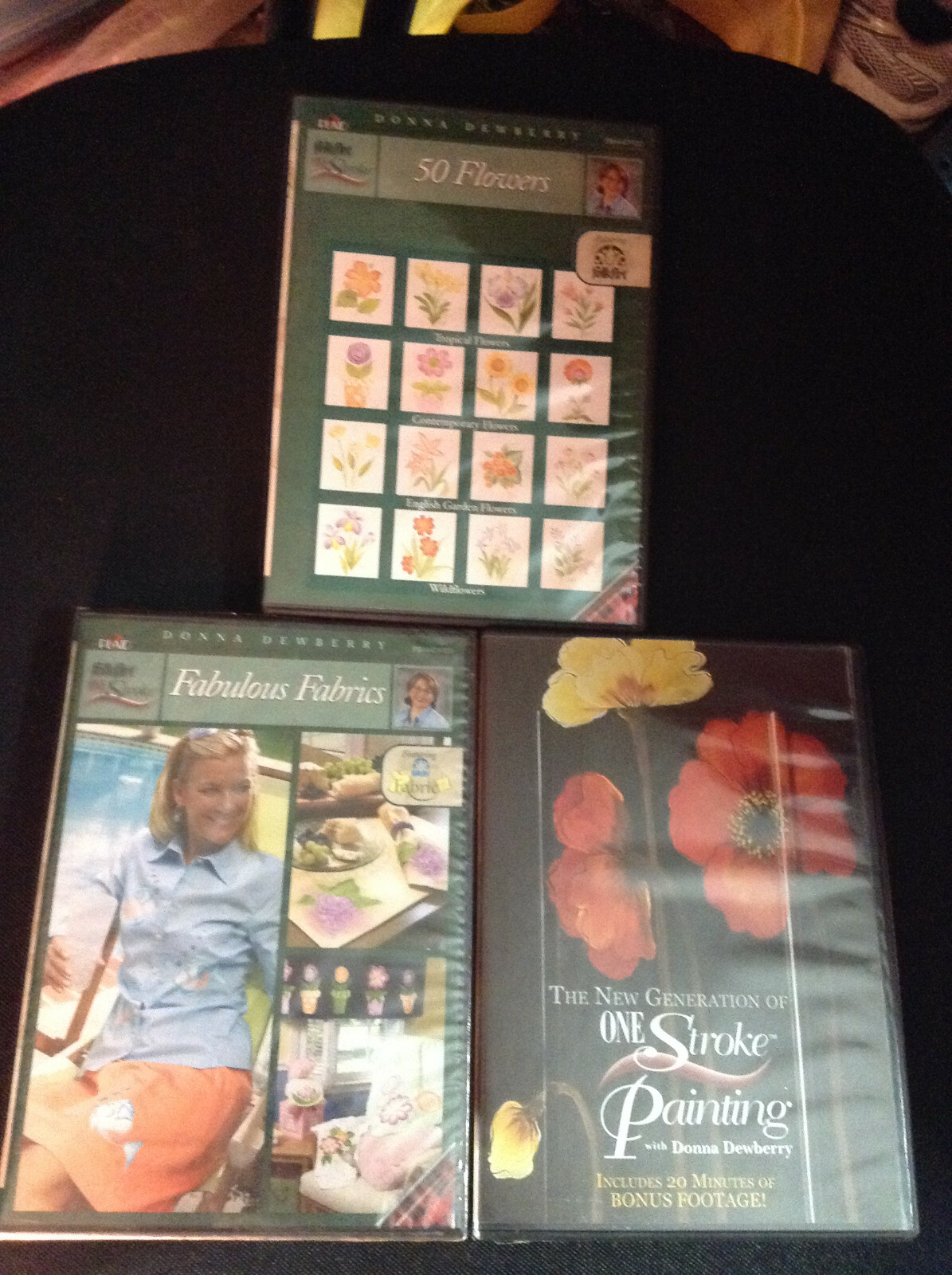 Donna Dewberry lot 3 DVD DVDs 50 Flowers- Fabulous Fabrics-one stroke painting