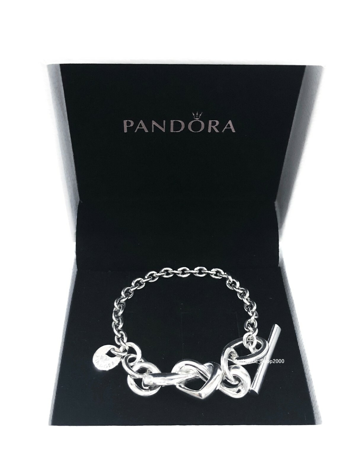 NEW Authentic PANDORA 925 Silver Knotted Heart T-Bar Link NEW Authentic PANDORA 925 Silver Knotted Heart T-Bar Link