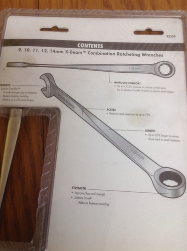 GearWrench 5pc Metric XL X-Beam Combination Ratcheting Wrench Set 95554