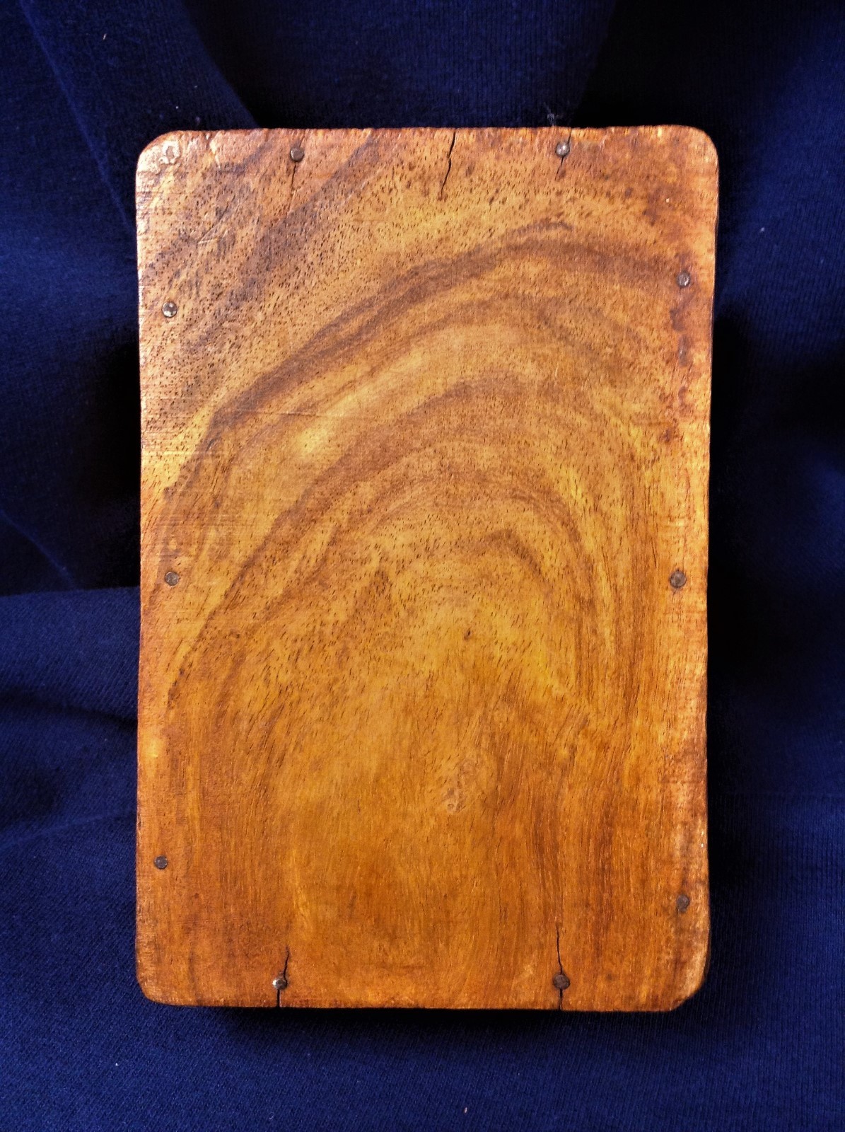 HAND CARVED WOODEN BOX WITH INLAID LID