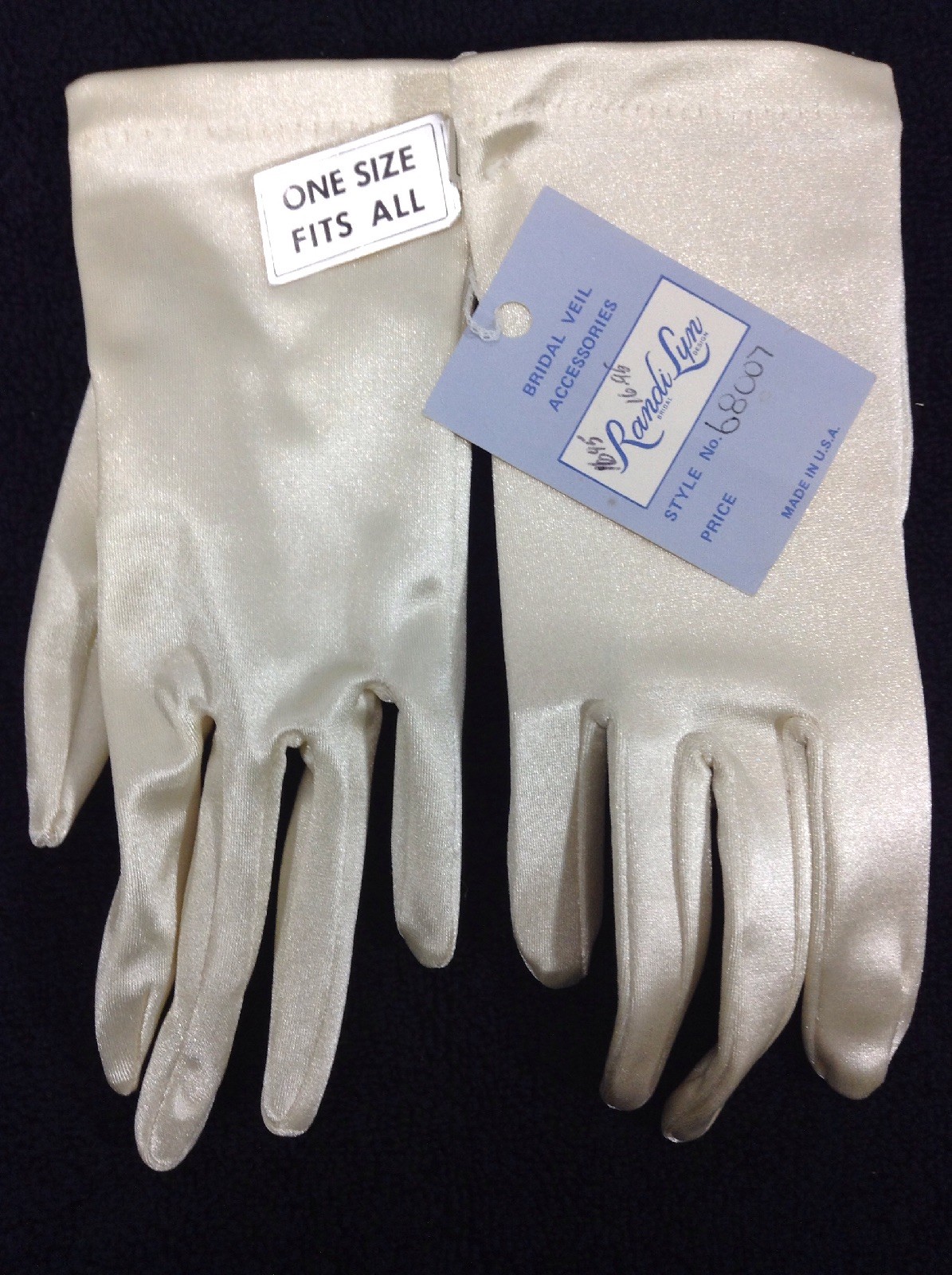 Satin Lace Gloves Fingerless Overlay Ivory Vintage Ruffle Madonna Bridal 80s USA