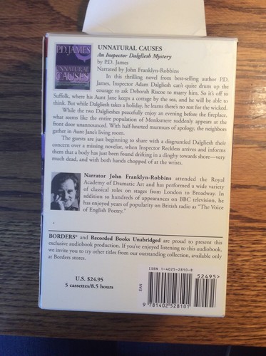 Unnatural causes P D James inspector Dalgliesh mystery unabridged Book Cassette