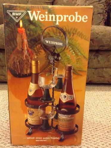 Weinprobe - Wine And Wine Glass Holder/Rack - Holds 2 Bottles & 4 Glasses