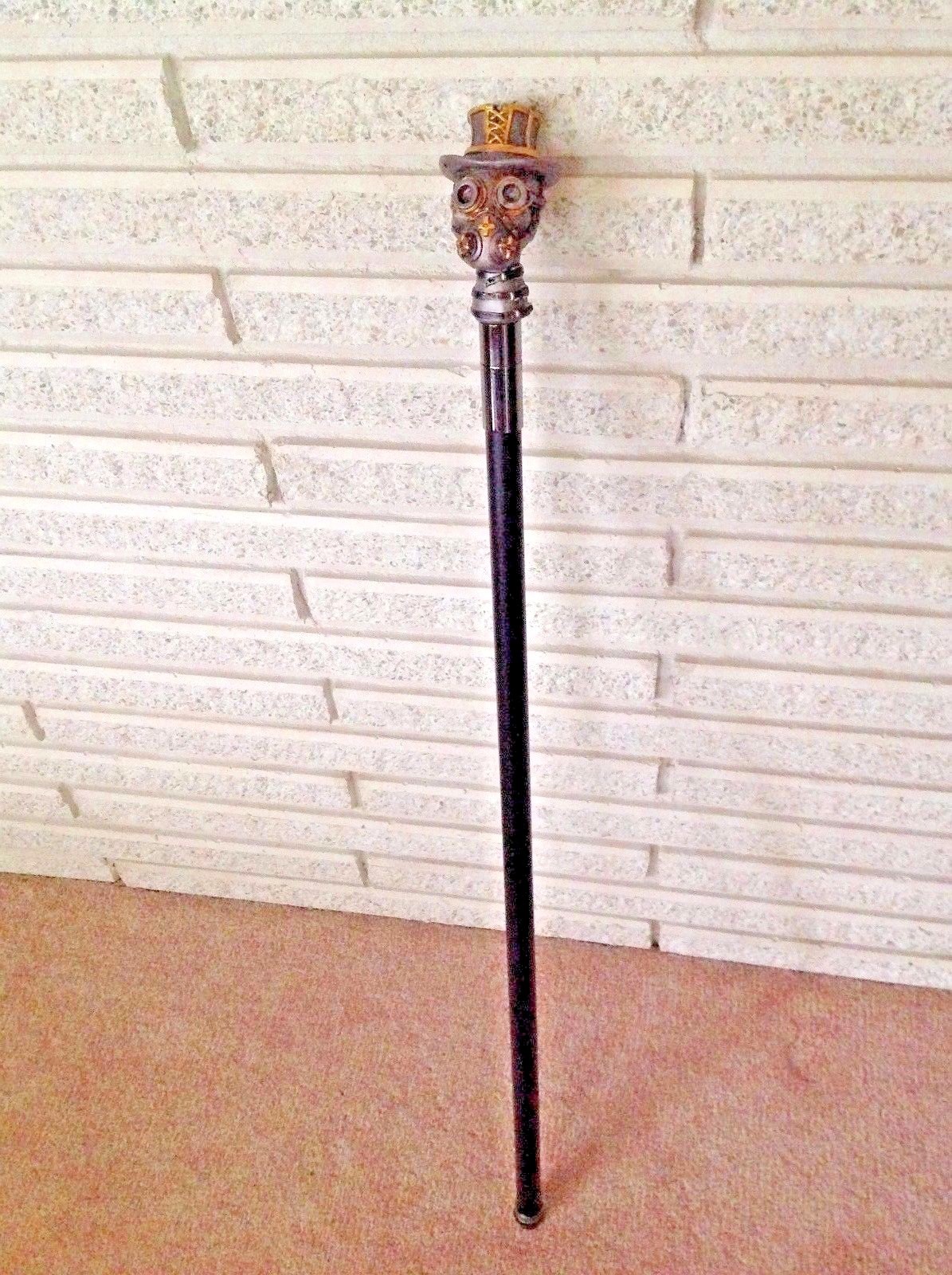 Cane Most Toxic Fellow Steampunk Style w/ Gas Mask Top Hat Larping Walking Stick