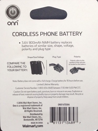 NEW SEALED!!! ONN CORDLESS PHONE BATTERY 800 mAh