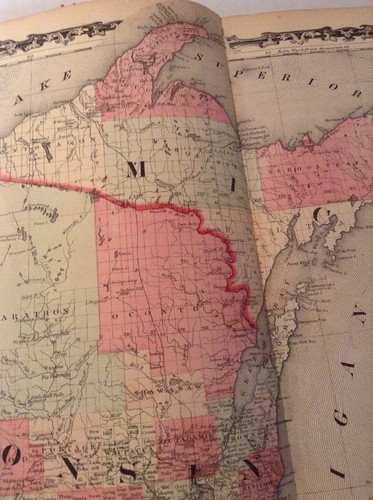 1863 Civil War Era Map Atlas Michigan Wisconsin Johnson Ward Johnson's Natives