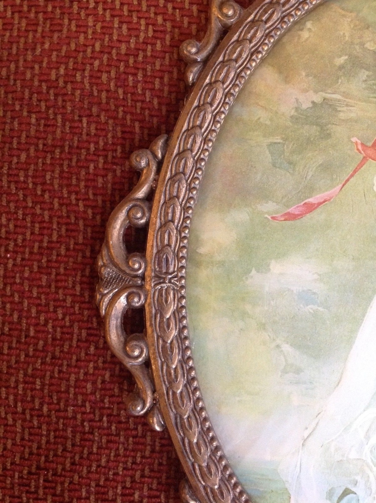 Antique HIMARK Beautiful Vintage Victorian Style Picture of Young Lady in Dress