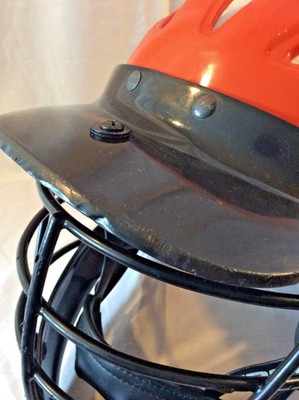 CASCADE Lacrosse Field Hockey Helmet XS Orange/Black “Tigers” Good Used Cond.