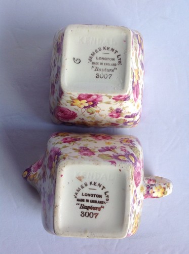 Vintage James Kent Rapture Creamer Pitcher Sugar Bowl England