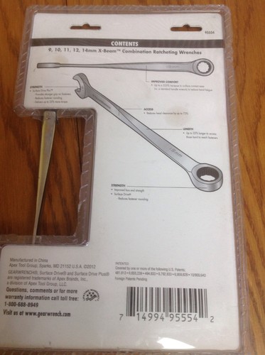 GearWrench 5pc Metric XL X-Beam Combination Ratcheting Wrench Set 95554