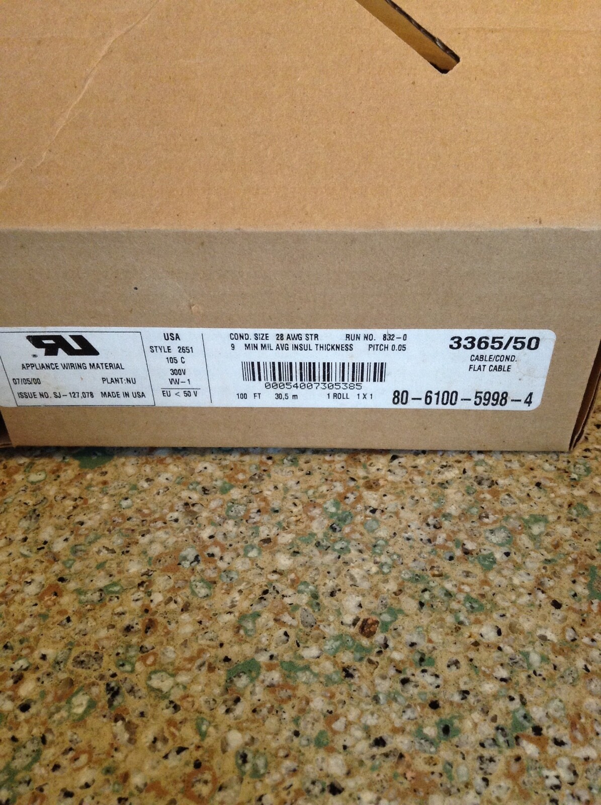 3M 3365/26 Style 2651 Appliance Wiring Partial 75' Remaining Roll Opened Box