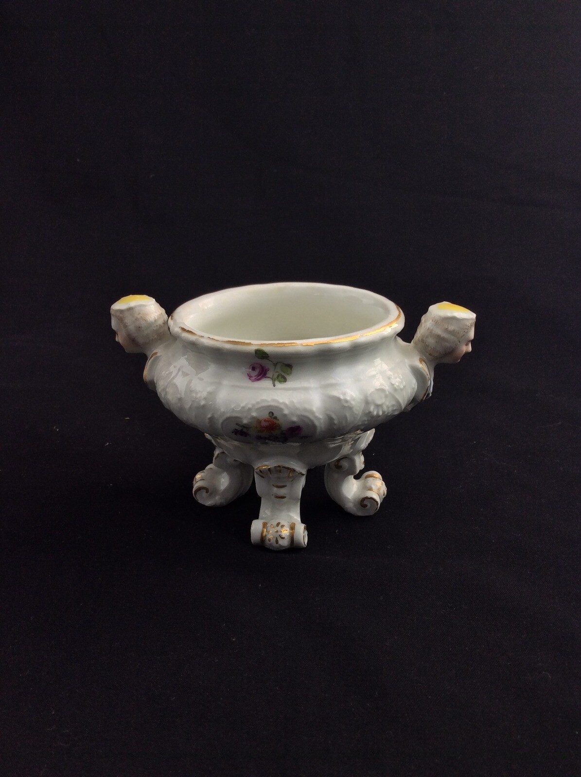 Antique Meissen porcelain footed salt