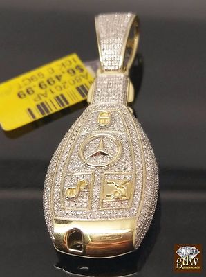 Pre-owned G&d Real 10k Yellow Gold Genuine 1 Ct Diamond Unique Car Key Charm Pendent