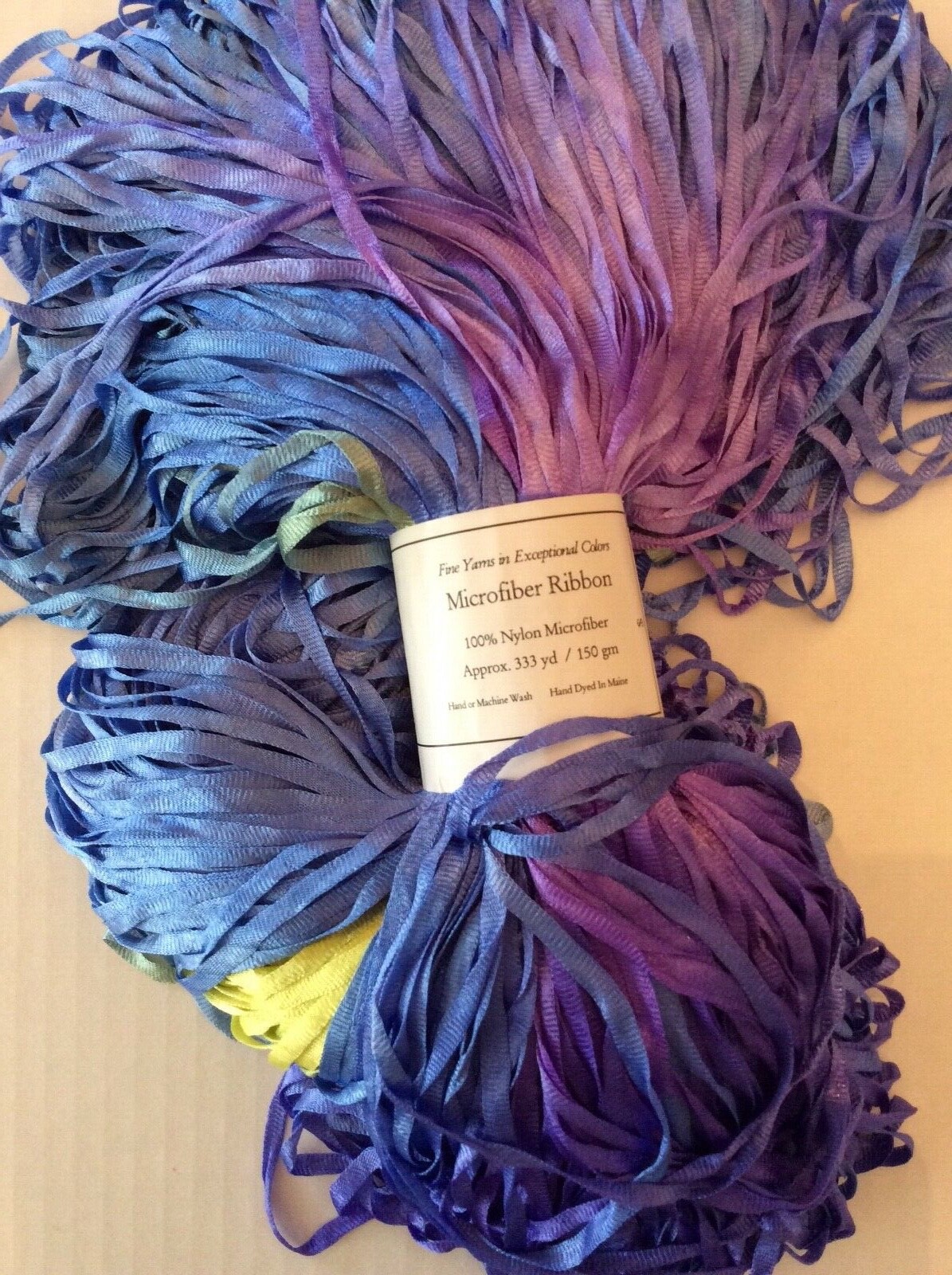 Tess Designer Yarns-Microfiber Ribbon Blue Purple Yellow Green