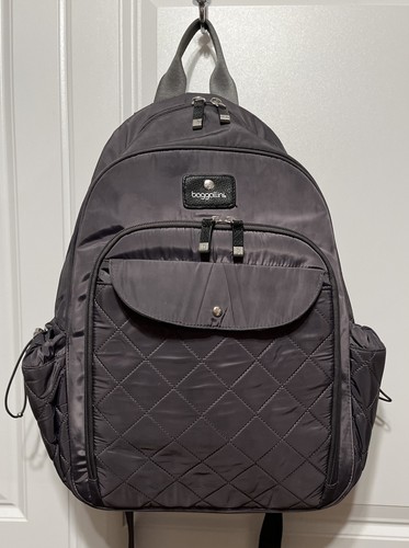 Bg Baggallini Ready to Run Diaper Quilted Backpack Travel Gray Nylon Large Bag eBay
