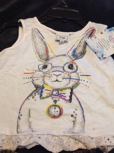 Disney D Signed Alice in Wonderland Rabbit Hat Tulle Skirt Set Tank XS 6 outfit