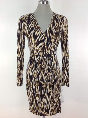 

Calvin Klein NWT Красивая искусственная накидка с животным принтом и длинными рукавами Roaaar, Brown multicolor