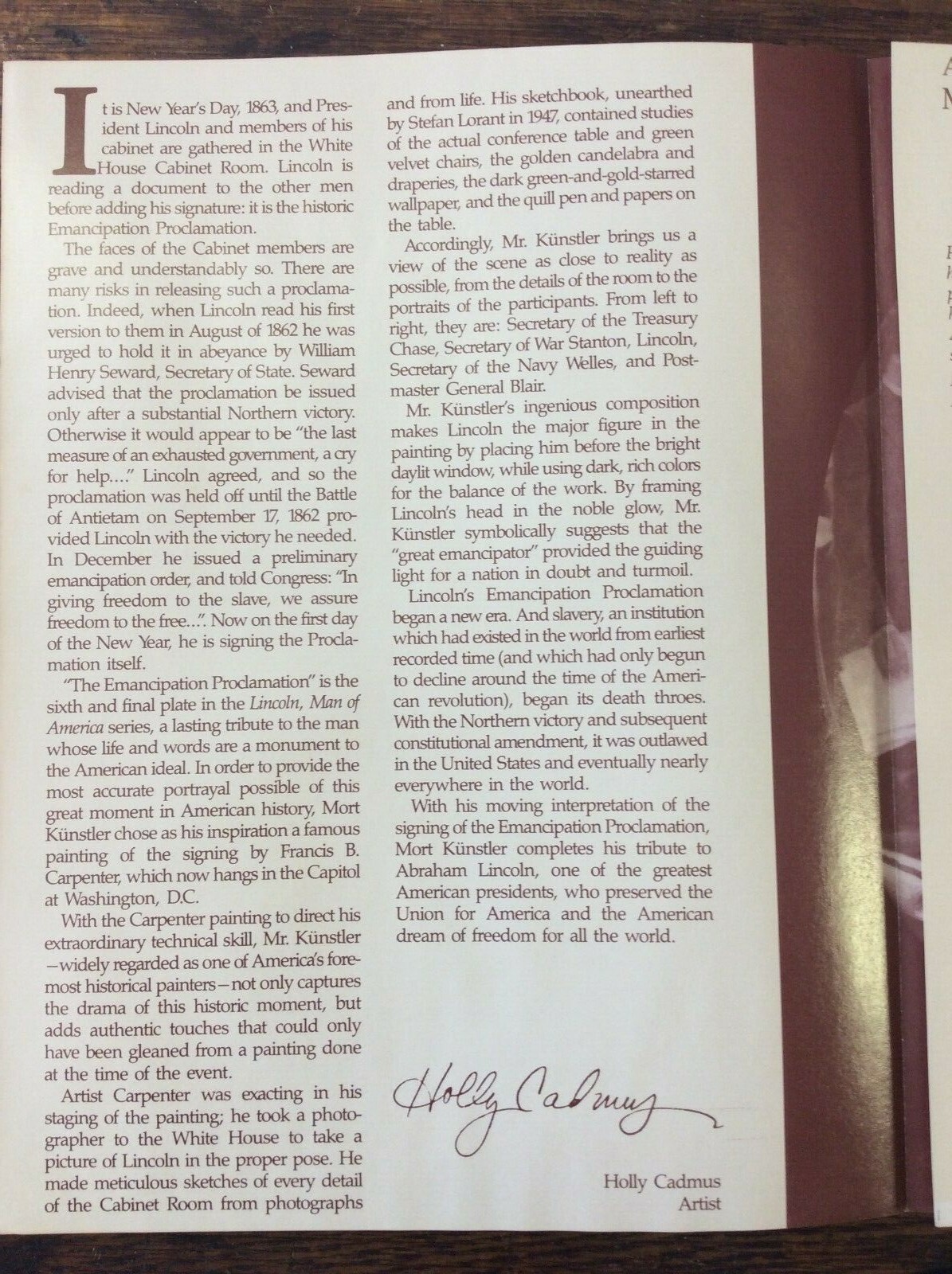 Knowles Collector Plate, Lincoln, Emancipation Proclamation, Orig Box & Papers