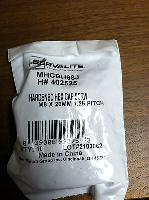 HEX CAP SCREW BOLT GRADE 10.9, M8 X 20MM 1.25 PITCH ZINC PLATED STEEL PACK OF 10