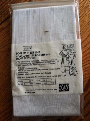 Vintage Sears Soft Spun Rib Knit Ladies Winter Underwear Short Sleeve MED - NOS