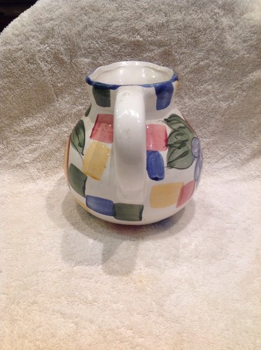 Fruit Grapes Pear Water Pitcher - Pottery Multi-colored - Used