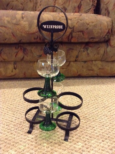 Weinprobe - Wine And Wine Glass Holder/Rack - Holds 2 Bottles & 4 Glasses