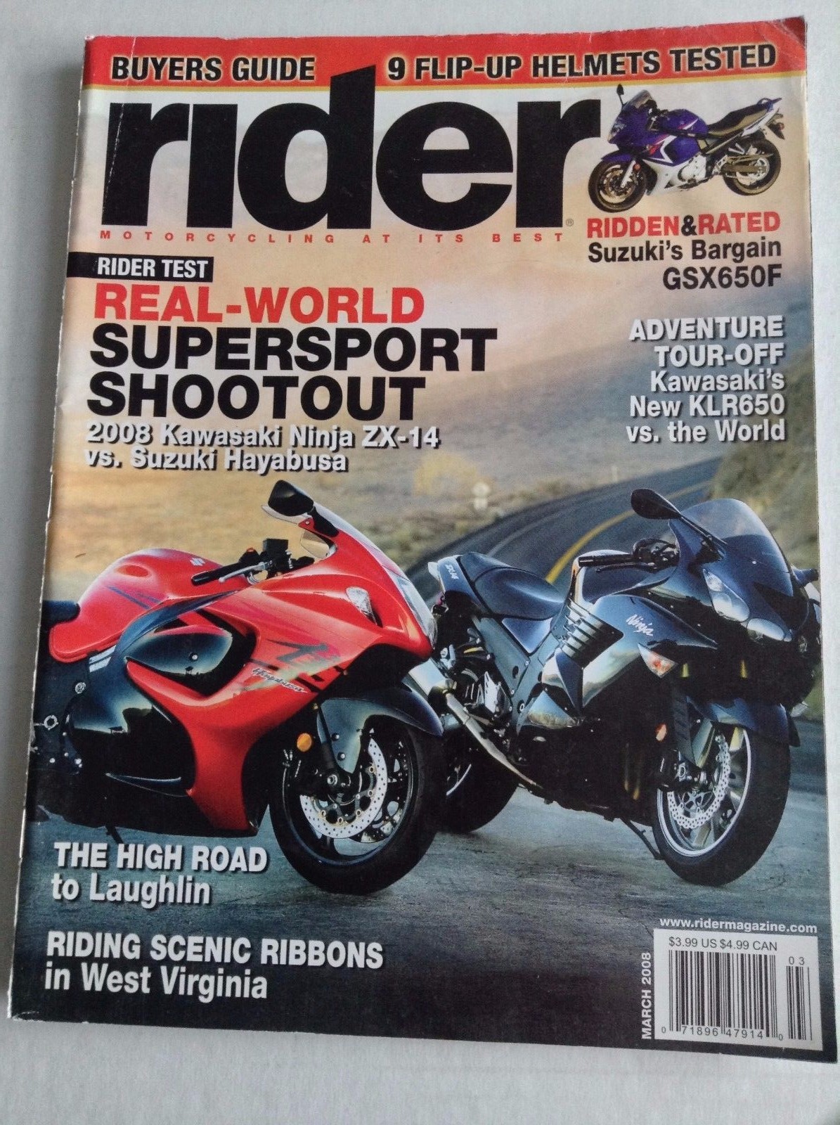Rider Magazine Kawasaki Ninja ZX-14 Suzuki Hayabusa March Rider Magazine Kawasaki Ninja ZX-14 Suzuki Hayabusa March