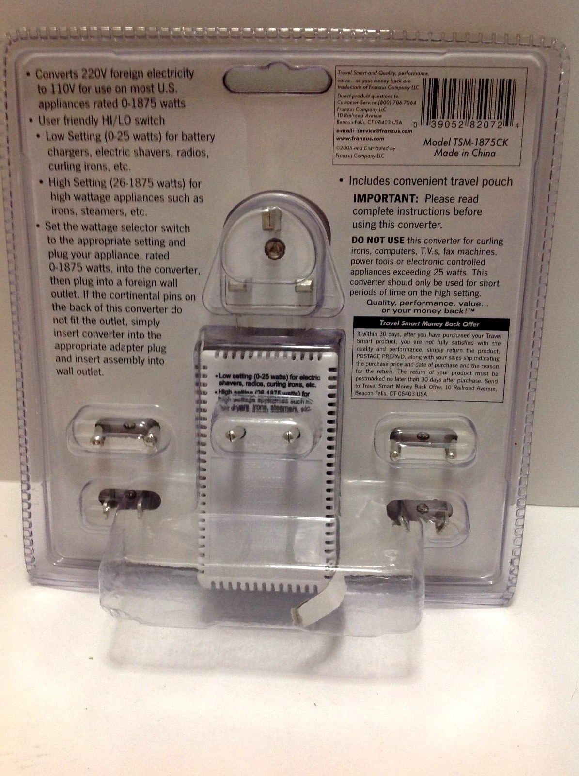 Travel Smart  International Converter Set 1875 Watt 6 pc Set For Overseas Travel
