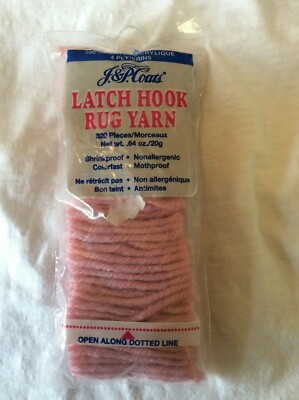J&P Coats Latch Hook 100% Acrylic Rug Yarn 320pcs 4ply Vtg Crafting Pale Rose