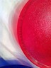 4 Vintage (2)HUB and (2) PYREX STAGE LIGHT LENS 7 9/16 DIA. blue/red