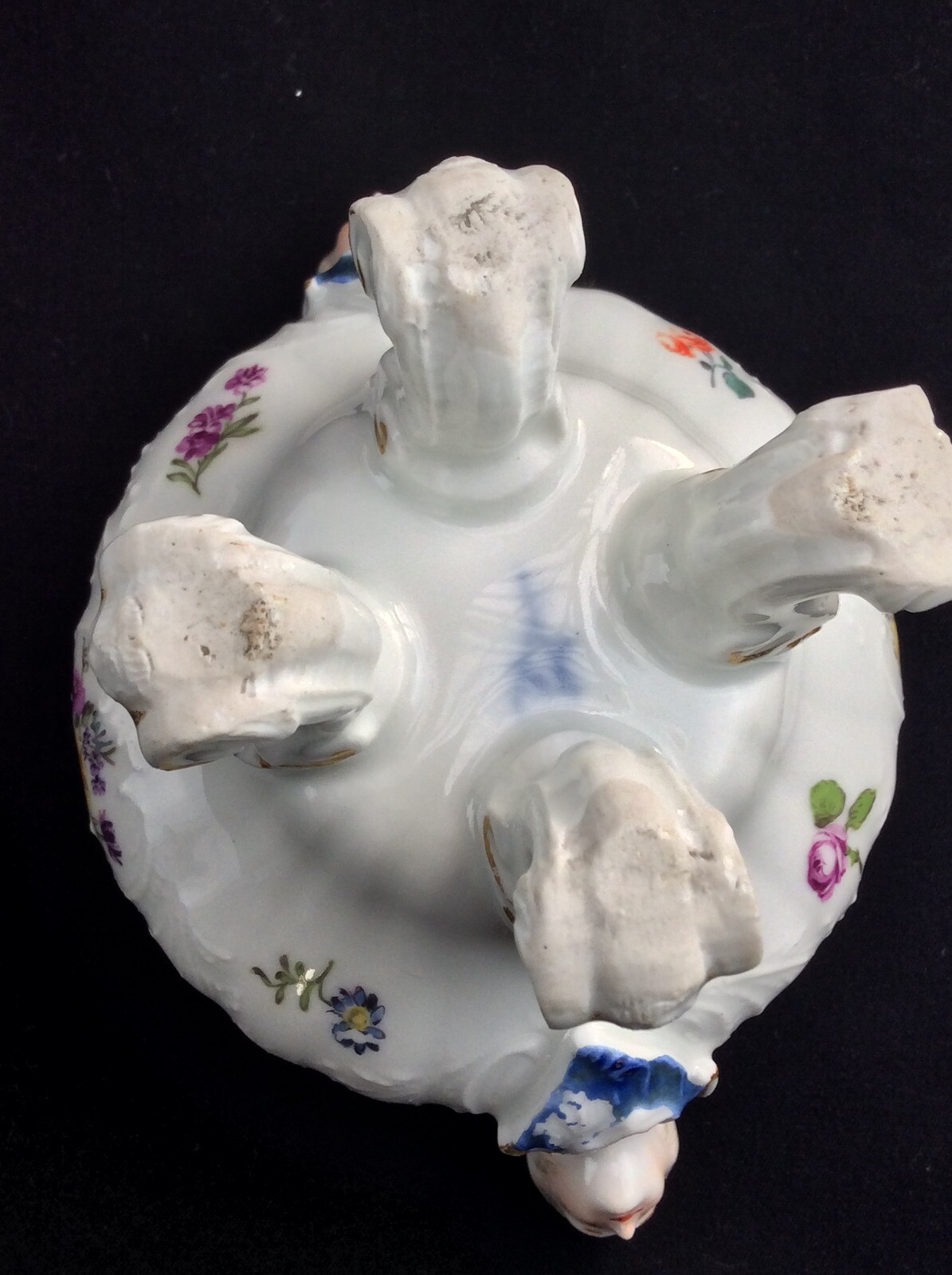 Antique Meissen porcelain footed salt