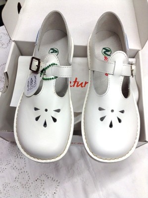 NATURINO Girls Classic School MARY JANE School Shoe WHITE Size...