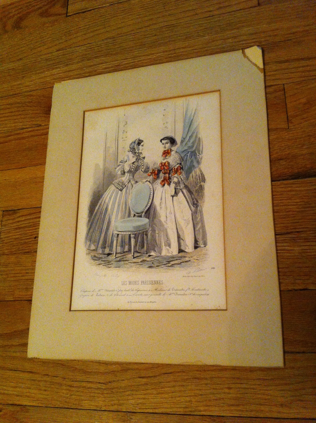 vintage matted art from magazine written in French LES MODES PARISIENNES Antique
