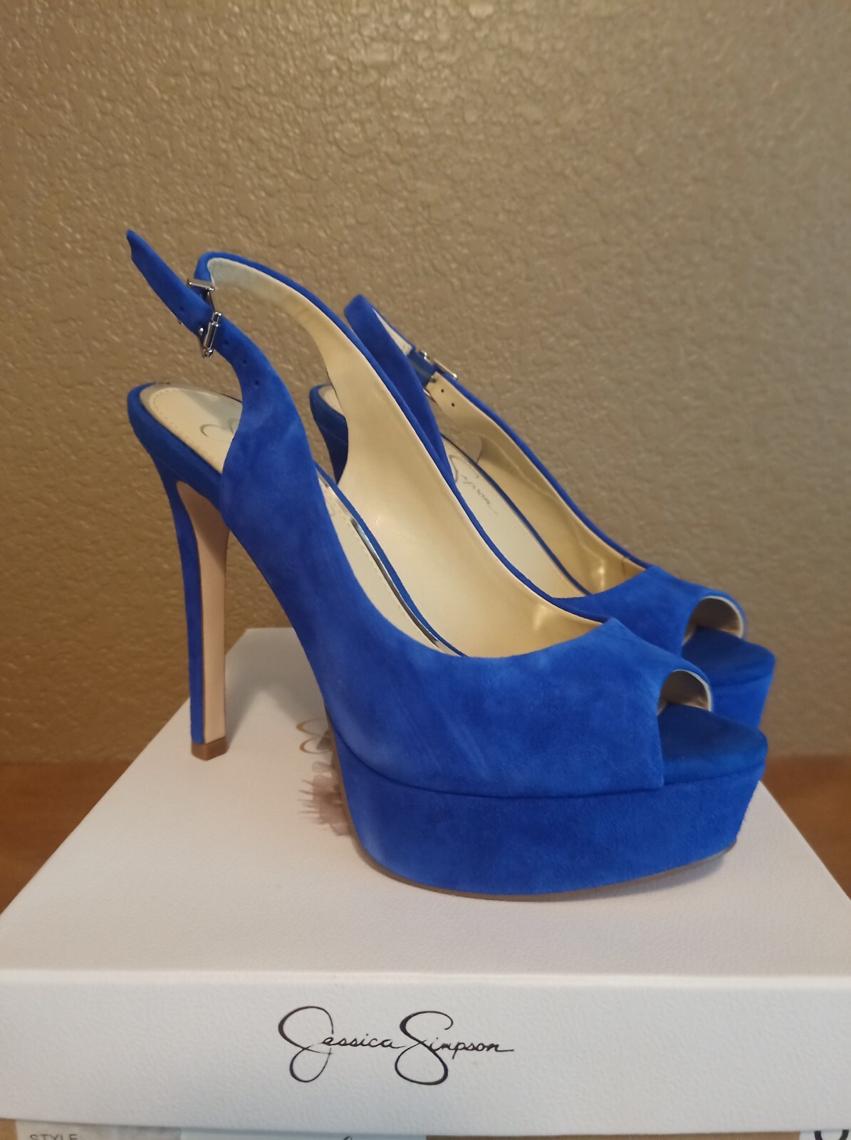 Jessica Simpson JP-Bisano Peep Toe Slingback Kidsuede
