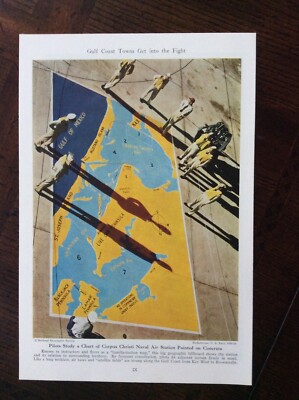 1944 vintage original magazine photo Chart Of Corpus Christii Naval Air Station