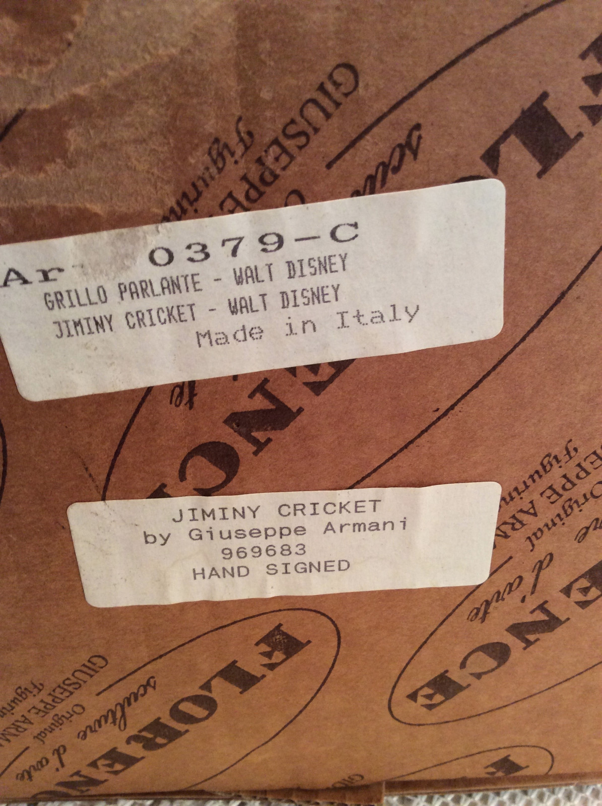 Giuseppe Armani Figurine #0379C Walt Disney Jiminy Cricket W/Box