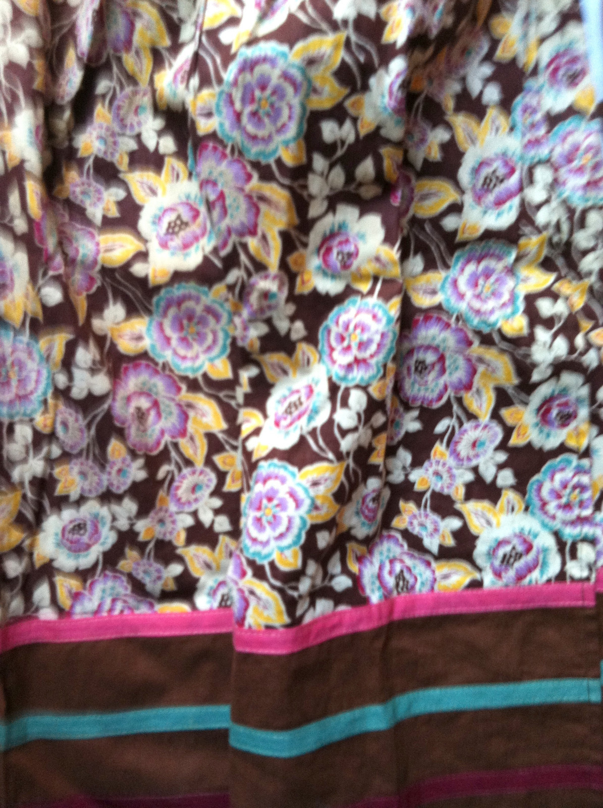 Vintage Cotton 1950's Half Apron w/Brown Pocket and Bias Trim  Good Condition