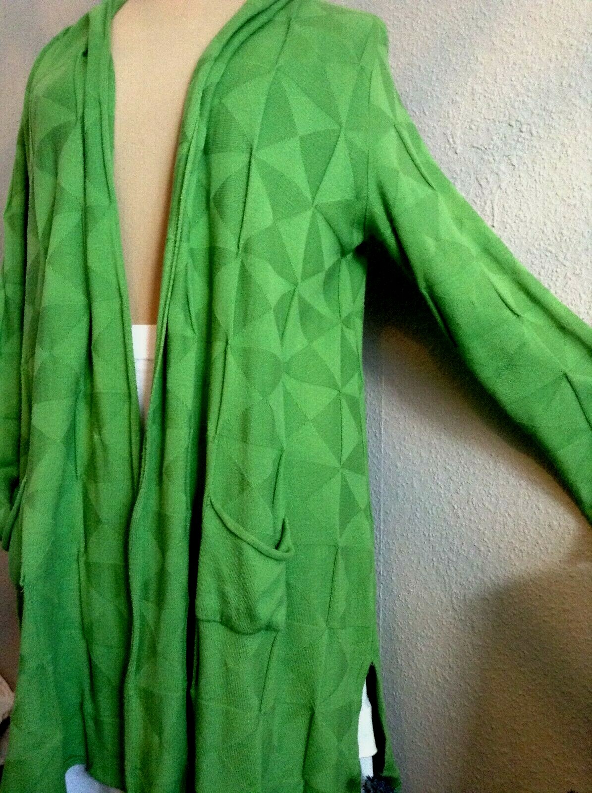 LILY WHITE:  edler STRICKMANTEL*LONG-STRICKJACKE* apfelgrün  Gr. 1/ 44-46