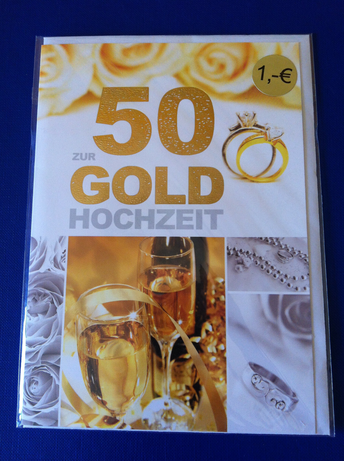 Grusskarte Goldene Hochzeit Sekt